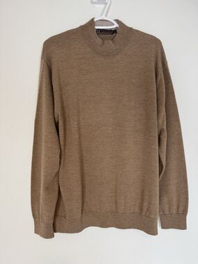 Patrick James Classic Sweater Tan Knit 100% Extrafine Merino Wool XXL